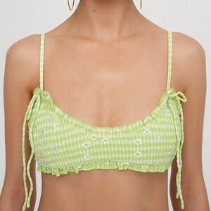 For Love And Lemons Henry Daisy Gingham Bikini Top